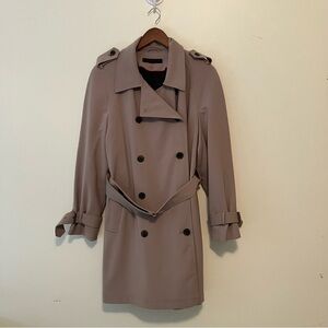 VTG Anne Klein Tan Trench Coat Detachable Lining Belt Size 14 Classic Preppy